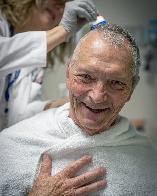 A patient preparing for HIFU surgery at Duke