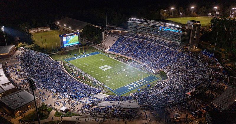 An aerial view of the Duke football stadium