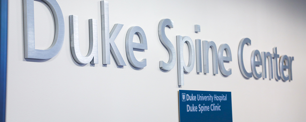 Spine Center signage in Duke Clinic