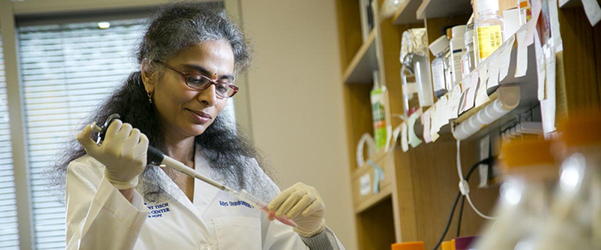 Vidya Chandomohan in the lab