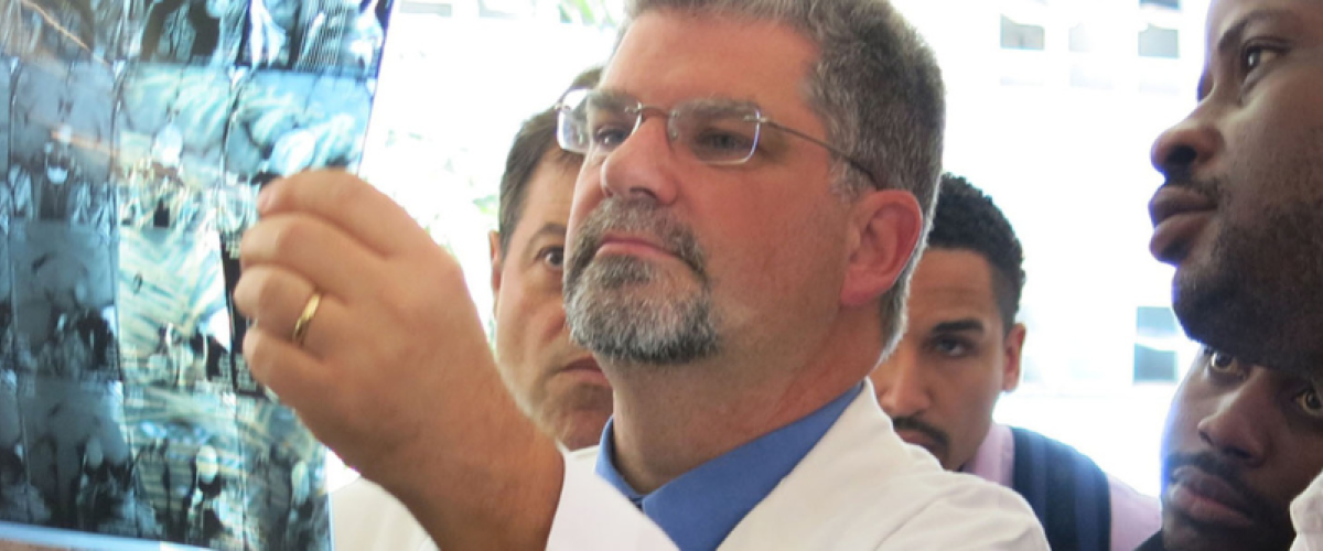 Dr. Haglund and team looking at scans