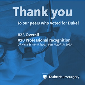 Banner thanking peers who voted for Duke Neurosurgery